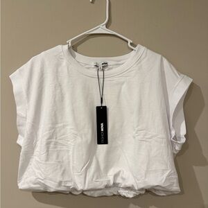 Brand New Fashion Nova Bubble Hem White Short Sleeve Top